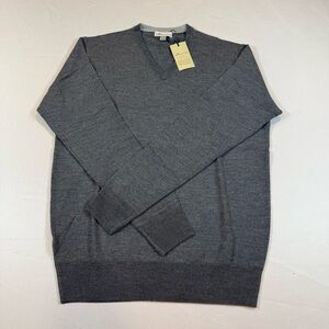 Peter Millar Crown Soft V-Neck Sweater Wool & Silk In Gray Size Small NWT $160
